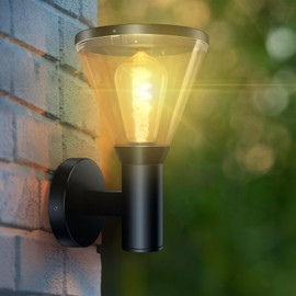 EBION Outdoor Wall Lights E27, IP65 Waterproof Outside Wall Lights in Aluminum, Modern Wall Lantern Black,External Wall Sconce for Porch, Garage, Patio, Corridor, Garden Lighting, Bulb Not Include