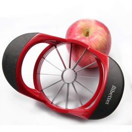 Beylos Easy Grip Apple Corer Slicer-Divider-Cutter-Wedger, Ergonomic Rubber Grip Handle, 12-Blades(Red Black)