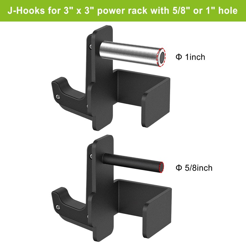 SELEWARE Steel J Hooks for Power Cage Squat Rack Attachment