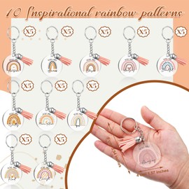 Unittype 50 Pcs Rainbow Keychain Inspirational Keychain Employee Appreciation Gifts for Coworker Thank You Teacher Nurse