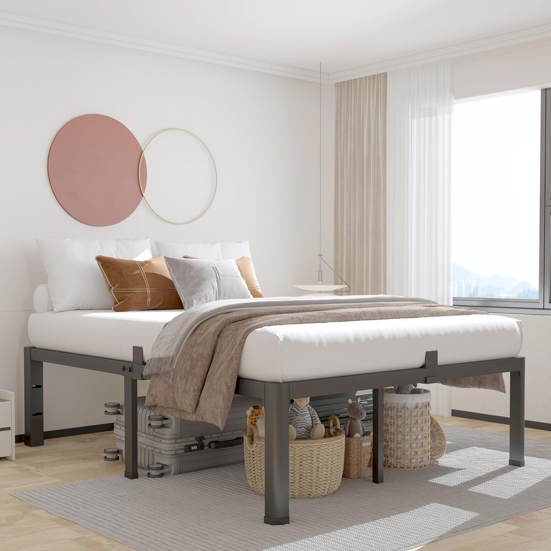 ROIL 12 inch Metal Queen Bed Frame with Rounded Corner
