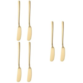 MAGICLULU 6 Piezas Esparcidor De Mantequilla Derretida Cubiertos De Mantequilla Pizza Espátulas De Gelatina Hoja De Queso Tarro Espátula Rizador De Mantequilla Metal Pastel Oro