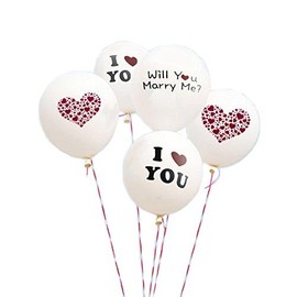 Pop White Proposal Latex Party Balloons Propose Marriage Decoration Photo Booth Props Supplies, 5 pcs