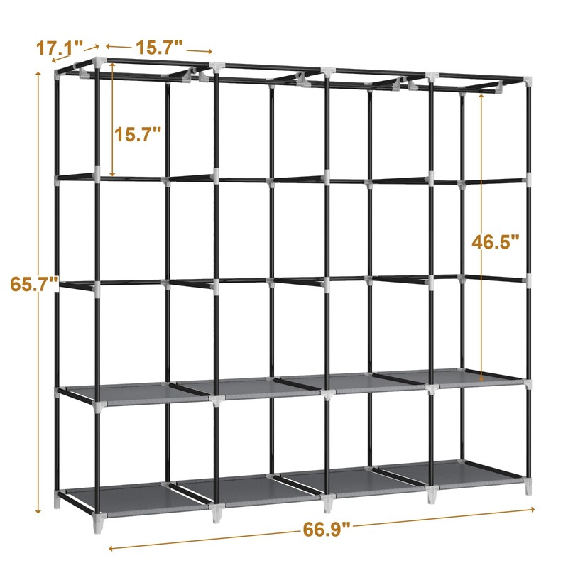 MOGELAFOO Portable Closet Wardrobe, 67-Inch Clothes Organizer with 4 Hanging