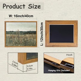 KBKBART Framed Canvas Print Wall Art, Vintage Wall art Wildflower Field Vintage Print, Neutral Country Meadow Landscape Nature Painting Rustic Farmhouse Decor, Retro Botanical Bathroom Wall Decor for