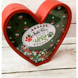 Agape Gifts Designs AGD Christmas Decor - Dog Pet Heart Chunky Wood Dry Shaker 2pc Set