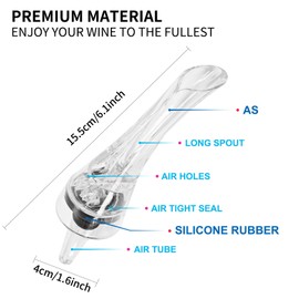 Kearning Wine Aerator Pourer Spout Rich Bubbles Decanter Spout Wine Air Aerator Improved Flavor Aerating Pourer Professional Quality Wine Pourer Aerator No-Drip Wine Accessories Gift for Wine Lover