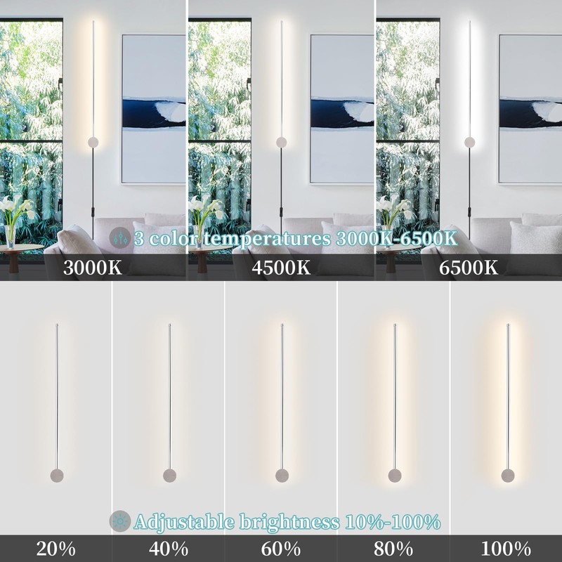 KELUOLY Modern LED Plug in Wall Sconces Set of Two,Chrome