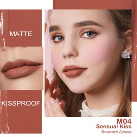 Oulac Kissproof Liquid Matte Lipstick, Brown Apricot Long Lasting Lipsticks for Women, High-Pigmented, Lightweight, Creamy and Melting Texture, Vegan & Clean Beauty, 4.5ml (M04) Sensual Kiss