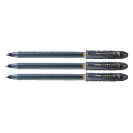 PILOT Super Gel Rollerball Pens 07 Medium Tip Pack of 3 Blackaa