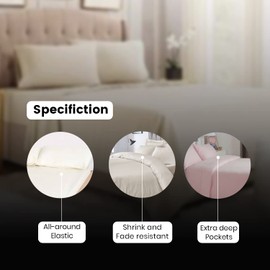 Deep Fitted Bed Sheets Easy-Care Non-Iron Percale 10'' / 25CM Fitted Sheet, Double - Cream