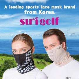 SUIGOLF KOREA (Type H) UV Sun Protection Balaclava Half Face Mask - for Hiking, Running, Cycling & Outdoor Sports (H-6 Black, Large)