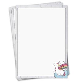 Letter Paper Set Unicorn I 50 Sheets 90 g/m² DIN A4 I Stylish Writing Paper Versatile Grey Colourful I Birthday Certificate Menu I dv_435