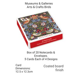 Museums & Galleries - 20 Notecards & Envelopes Boxed (V&A - Arts & Crafts Birds) ETE047