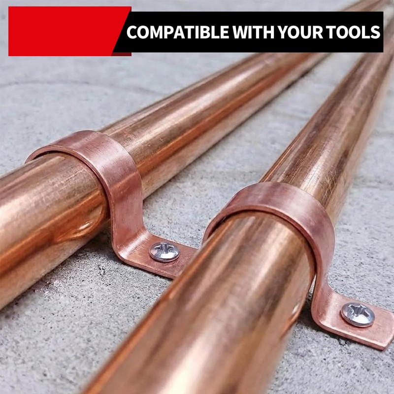 ROGVOC Plumbing Copper Pipe Straps, 50-Pcs 1/2 inch 2-Hole Pipe