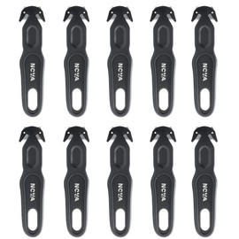 Nova Safety Cutter Tool, Safety Box Cutter Knife, Ergonomic Film Cutting Blade, Box, Strap, Carton, Package, Envelope and Letter Opener (10 Piece - Black)