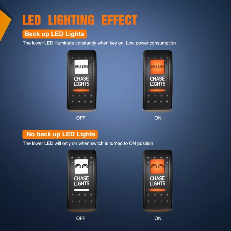 Nilight UTV Chase Lights Rocker Switch On Off 5 PIN