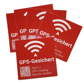 GPS Secured/Alarm Secured Warning Sticker Motorcycle, Construction Machinery, Boats, Pack of 5