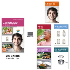 Language Flash Cards Set: Feelings and Emotions, Prepositions, Verbs, Categories & Go Togethers | Speech Therapy Materials | Autism Learning Materials | ESL Teaching Materials