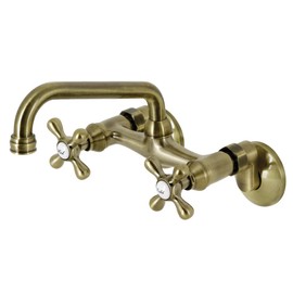 Kingston Brass KS213AB Magellan 6" Adjustable Center Wall Mount Kitchen Faucet, Antique Brass, 10.5 x 6 x 4.56