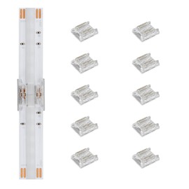 Tatazone 10pcs 4PIN Transparent COB Connectors for RGB and CCT COB Light Strips Solerless Connection (10mm-4PIN-RGB-Strip to Strip)