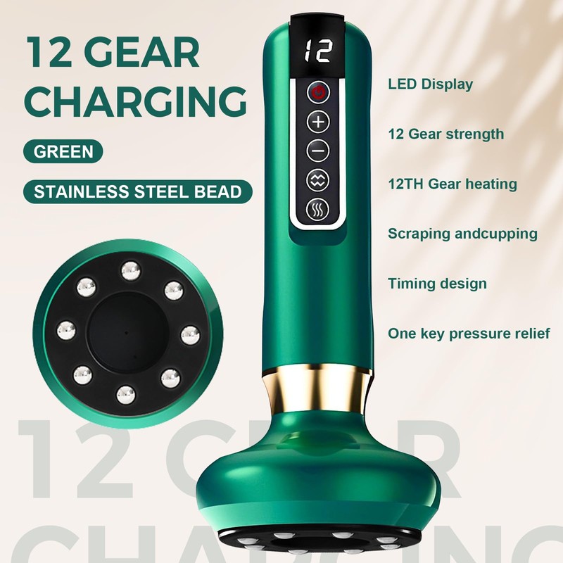 12 Level Electric Cupping Smart Scraping Massager Heating GuaSha Massage