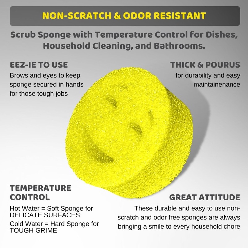 Smilyeez Smile Head for Scotch Brite Dishwand with Yellow Scrub