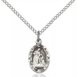 Bliss Sterling Silver Saint Ann Catholic Medal Pendant Necklace 18" Chain GiftBox