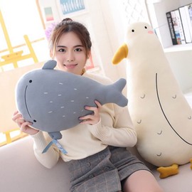 OUKEYI Whale Plush Toy, Large Stuffed Animals, Cute Blue Whale Stuffed Animal, Super Soft Whale Long Plush Body Pillow, Toy Gift for Girls Boys 16.5 in (Blue,Medium)