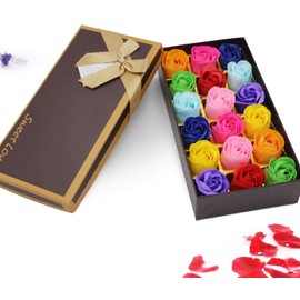 Rose Soap Flowers in Gift Box, Fascinating Scent of Roses, Pretty Shape, Gradient Colour, Anniversary, Wedding, Valentine's Day Box, Pack of 18
