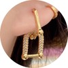 Gold Paperclip Earrings for Women 18K Gold Plated Chunky Hoop