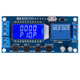 Watris Veiyi Timer Relay 5V/12V/24V, Timer Module, Sonic Switch with LCD Display, 0.01S‑9999Min Relay for Industrial Automation