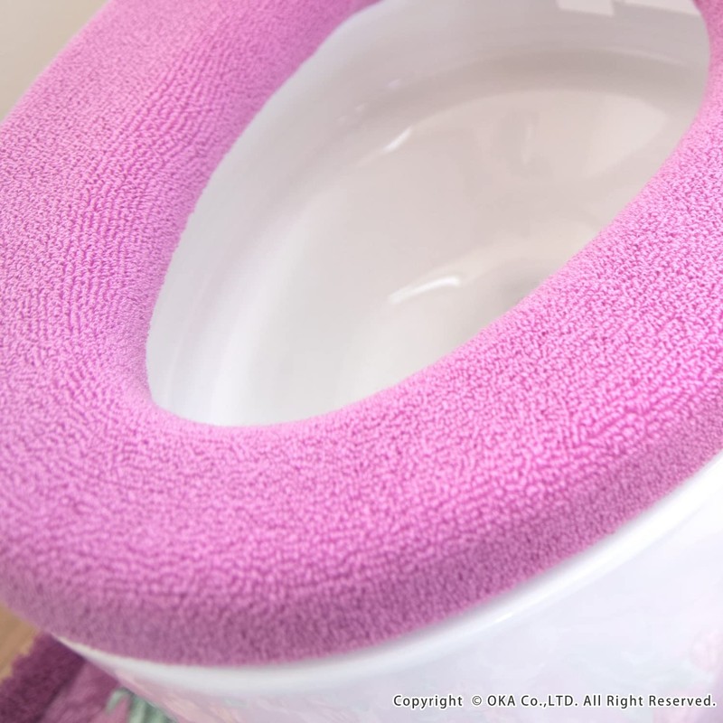 OKA Royal Collection Arts O-Shaped Toilet Seat Cover, Pink (Washable,