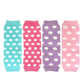 Wrapables Colorful Baby Leg Warmers Set of 4, Dots Aqua, Hot Pink, Pink, Lilac