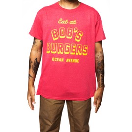 Bob's Burgers Eat at Ocean Ave Adult T-Shirt(LG, Heather Red)