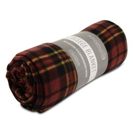 Adore Home Soft and Warm Double 150x200cm Tartan Check Printed Fleece Throw for Sofa Bed Travel Car Blanket (Brown/Wine Check)