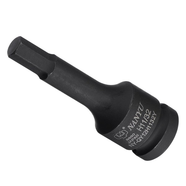 CoCud Impact Hex Bit Socket, 11/32" SAE 78mm Long, Chrome