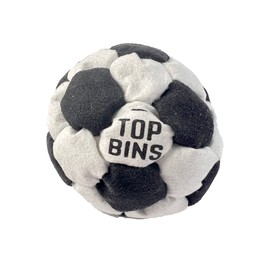 Pro Series Top Bins 32 Panel Plastic Filled Footbag Hacky Sack - Best Pop For Learning - 3 Colours - Ultra Suede Light Fabric - For Kids, Teens or Adults (White and Black)