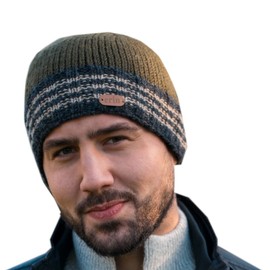 Erin Knitwear Wool Green Beanie with Trim