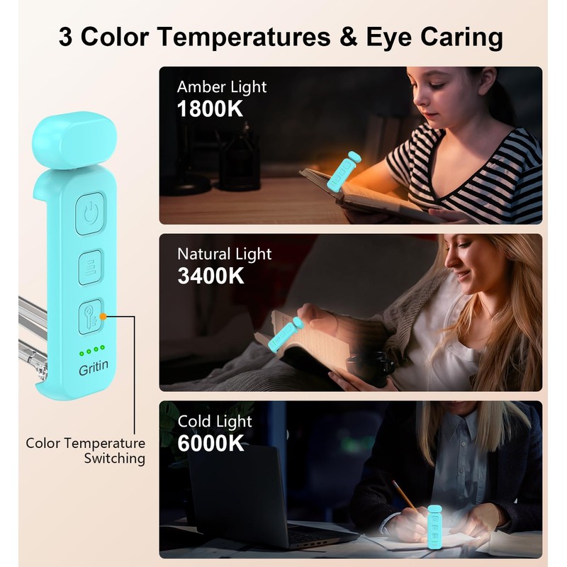 Gritin Reading Light, Rechargeable Book Light for Reading in Bed