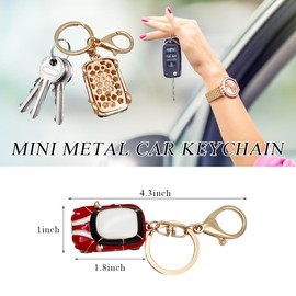 Yourkar Car Key Chain, Rhinestone Auto Model Keychain with Key Ring, 3D Zinc Alloy Key Chain for Men Women, Car Accessories(Red)