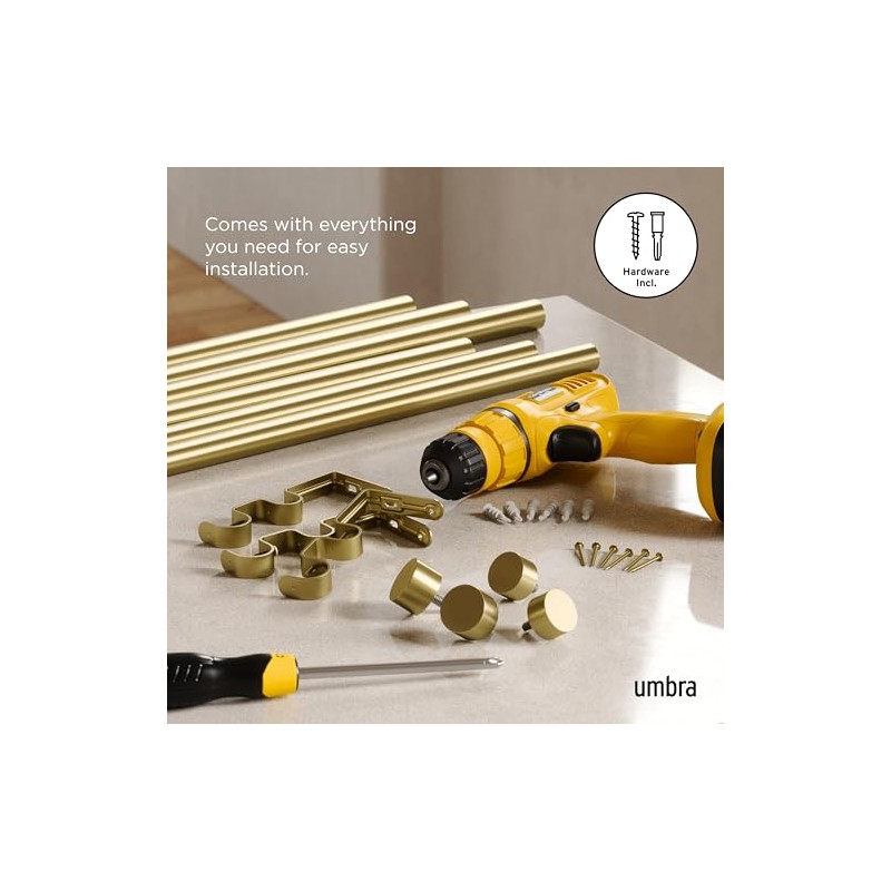 Umbra | Barra Doble para Cortinas Cappa, Dorado, Extensible 120-180