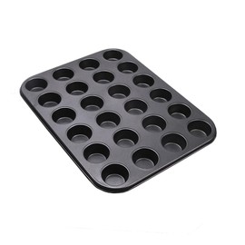 Aybloom Nonstick 24 Cups Mini Muffin Pan with Extended Handles for Easy Grip, Carbon Steel Steel to Promoted Even Baking, Dishwasher Safe (Black)