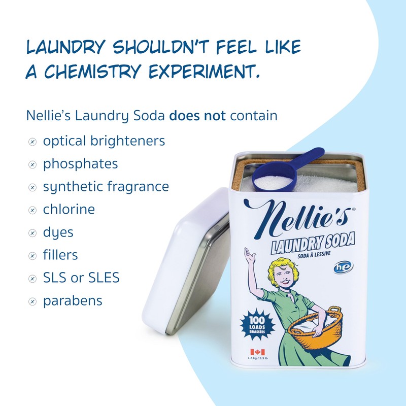 Nellie's Laundry Soda - Concentrated Laundry Detergent Powder - 100