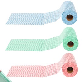 Cleaning Cloths, 3 Rolls of Tearable e Cloth, Multi Purpose Cleaning Cloths, Hand Towel, Dish Wash Cloths, Universal Cleaning Cloth Roll, Suitable for Kitchen use, Red, Blue, Green