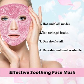Gel Face Mask, Eye Mask, Cooling Mask, Face Mask, Reusable Hot Cold Compress Gel Pearl Face Mask for Dark Circles, Dry Eyes, Headaches, Face Fatigue