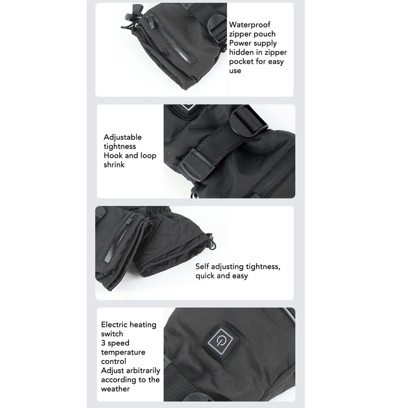 One Pair Heated Gloves 3 Level Temperature Touchscreen Anti Slip