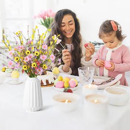 MHMJON 12 Pcs Artificial Daisy Flowers Easter Stems Fake Silk Spring Flowers Purple Yellow Fake Wildflowers Bouquet for Home Indoor Table Vase Wedding Party Easter Decor (17in)