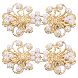 uxcell 2pcs Vintage Sweater Clips, Cape Cloak Clasps Retro Cardigan Clips Shawl Collar Clasp Dress Shirt Brooch Clip for Women (Gold, 2.17" x 0.98")