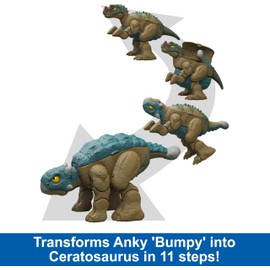 Jurassic World Dinosaurio de Juguete Doble Peligro Ceratosaurus a Ankylosaurus Bumpy para niños de 6 años en adelante